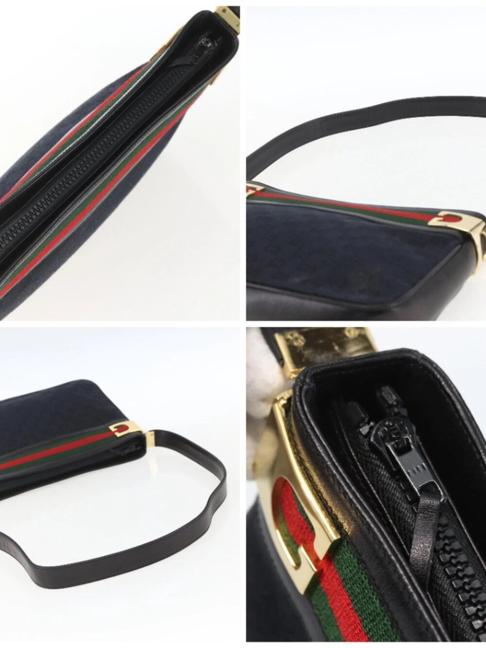 GUCCI GG Canvas Web Sherry Line Shoulder Bag Black Red Green Auth 162953 - Picture 16 of 16